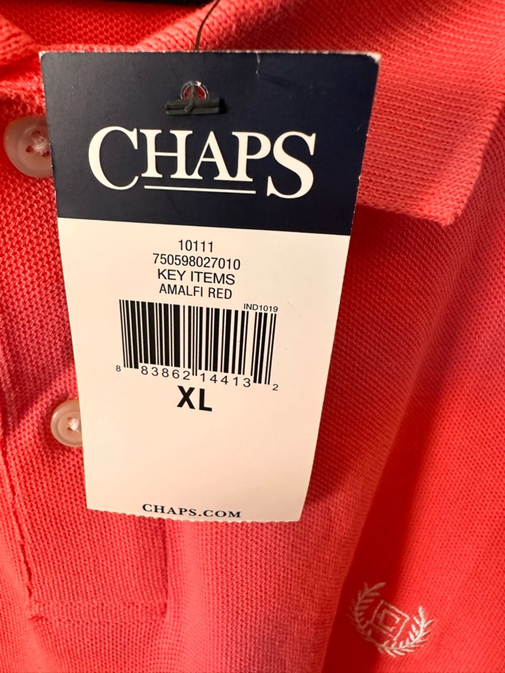 Chaps Men's Coral/Orange Polo Shirt - Picture 5 of 6